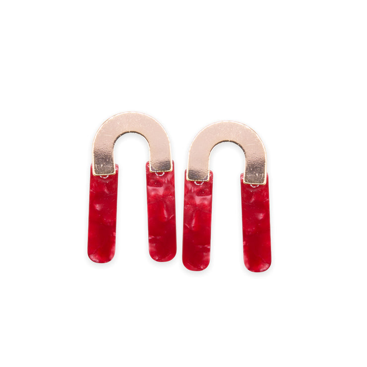 Golden Arch Earrings - Red